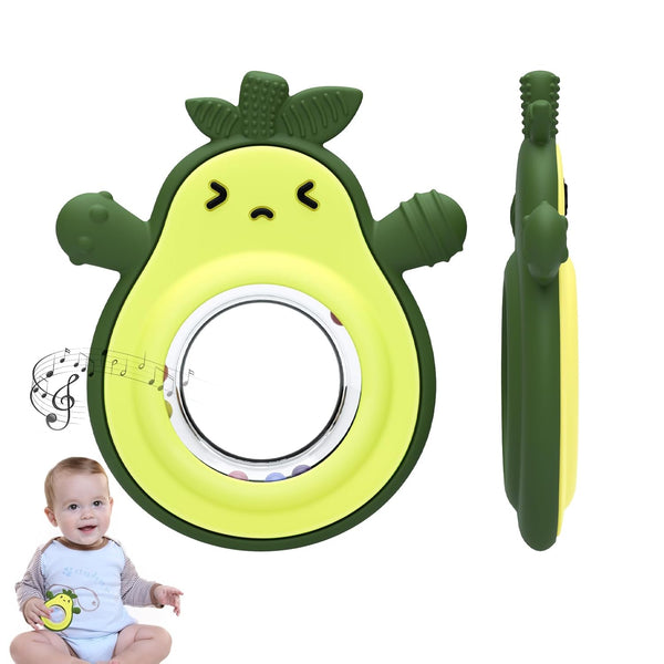 suhunide Baby Rattles Teething Toy for Babies 0-6 Months, Avocado Design BPA Free,