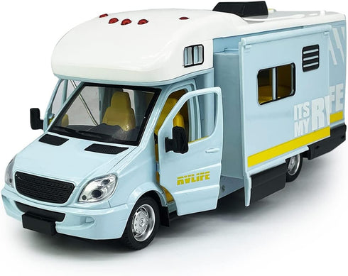 3 4 5 6 7 8 Toy Camper RV Motorhome Toys for Boys Girls Diecast Metal Vehicle Pretend Play Pull Back Model Car Doors