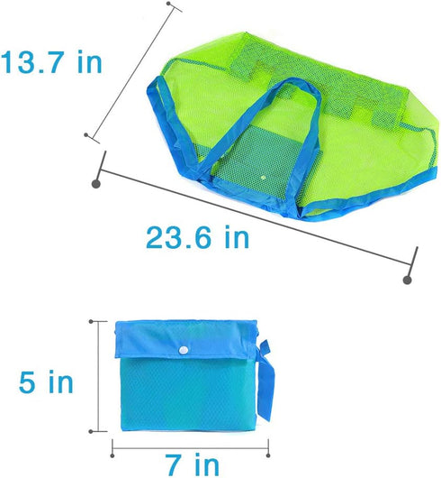 Extra Large Mesh Beach Sand Toy Bags, Foldable Totes Quick Dry Net Tote for Kids, Storage Picnic Backpack
