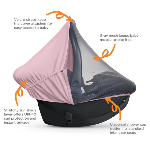 Summer 2-in-1 liuliuby Baby Car Seat Cover | Breathable Carseat Sun Shade & Mosquito Net | UV Protection Lightweight