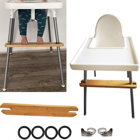 High Chair Footrest, Adjustable Height Natural Bamboo Pedal, Suitable for IKEA Antilop High Chair Footstool