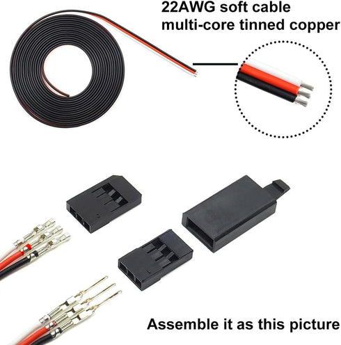 30 Sets Servo Connector Kit, Male Female Plug Crimp Pin, Compatible with Futaba JR Hitec Spektrum RC Connectors