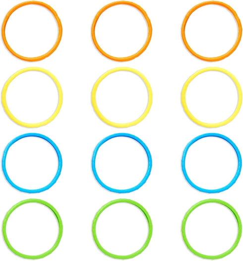 BLUE PANDA 12 Pack Pool Rings for Kids Diving - Multicolored Under Water Swim Dive Rings (6 in)