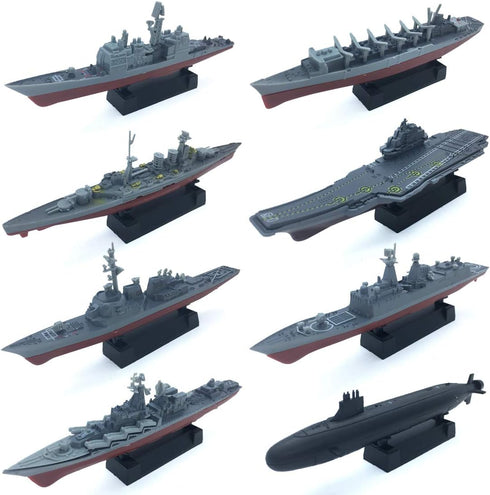 Kvvdi 8 Sets 3D-Puzzle Model Battleship Aircraft Carrier Toy Submarine, Plastic Model Warships