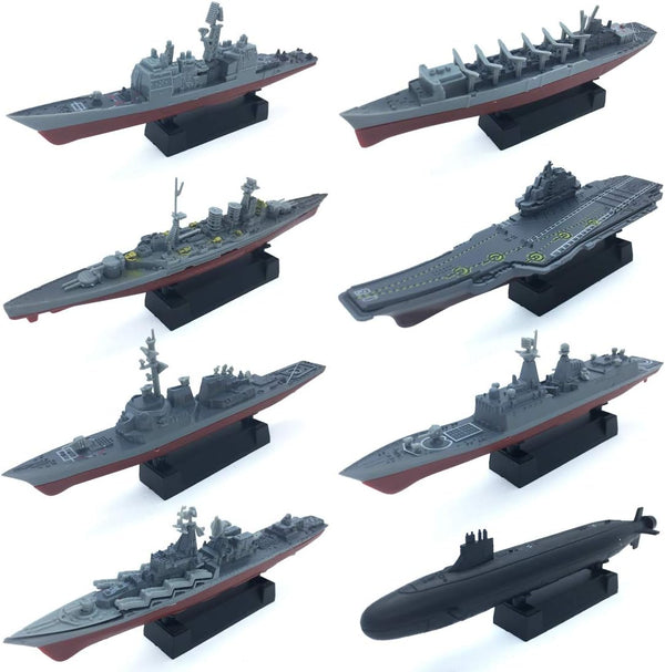 Kvvdi 8 Sets 3D-Puzzle Model Battleship Aircraft Carrier Toy Submarine, Plastic Model Warships