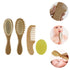 Set 4-piece Infant Scalp Brush Wooden Baby Hair Brush Comb for Newborns Boys and Girls and Comb