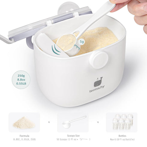 Termichy Baby Formula Dispenser, Portable Container with Scoop and Carry Handle for Travel, 500ml