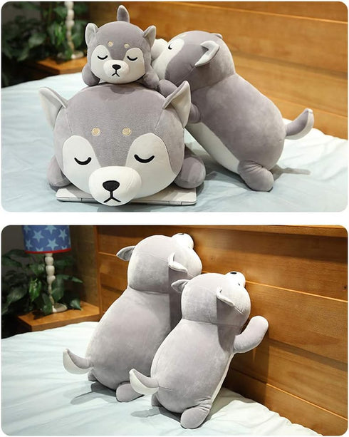 Husky Plush Pillow, Huskie Stuffed Animal Toy, Puppy Throw Pillow for Kids and Adults (13.7 Inch)