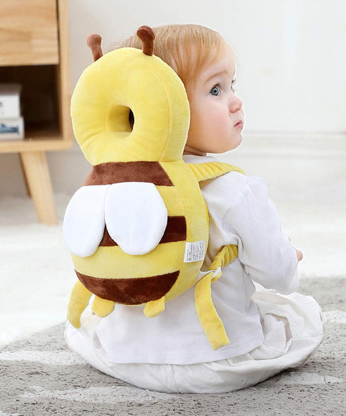 Feidoog Baby Head Protector Cushion Backpack with 3 Knee Pads for Walking & Crawling, Bee Design