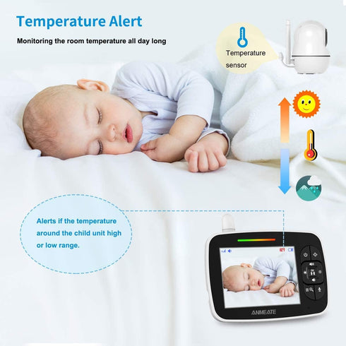 ANMEATE 960ft RangeBlack1 Baby Monitor with Remote Pan-Tilt-Zoom Camera,Large Display Video Baby Monitor with Camera
