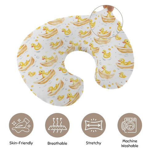 Wicbfdfv Cute Yellow Ducks Boats Nursing Pillow Cover Stretchy and Soft for Baby Girls Boys Rubber Duck Ships Bubble