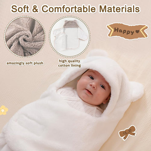 0-3 AiWMGL Baby Winter Fleece Swaddle Blanket Months Boys Girls Warm Adjustable Newborn Swaddling Wrap Soft Plush