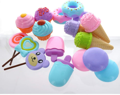 17 Set, Set GIFTEXPRESS PCS Pretend Play Food Dessert Sweet Treats Assortment, Donuts, Cupcakes, Ice Cream, Candy Bars