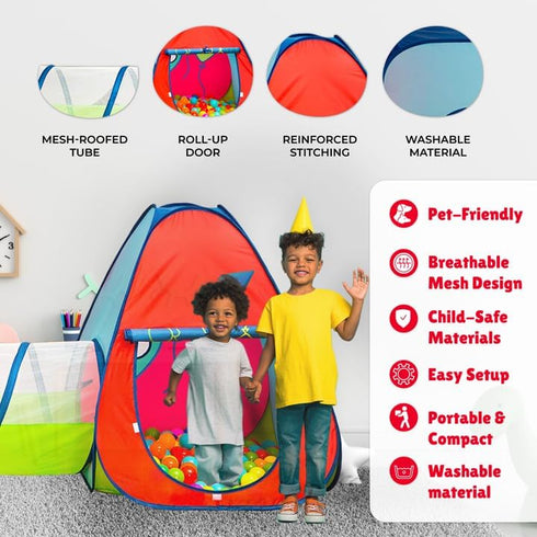 Kiddey Tunnel and Ball Pit Play Tent, 3pc Pop Up Toddler Gym Tunnels with Tents for Kids, Indoor Outdoor Gift