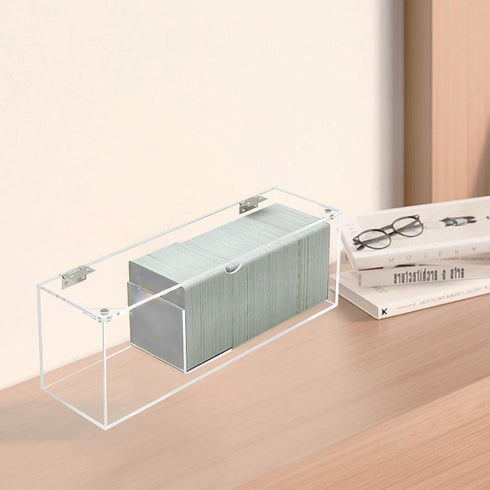 Bigfety Card Storage Box for Trading Cards, Clear Acrylic Deck Holder Case with Removable Dividers