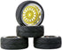 4PCS/Set 64mm Rubber Tires & Plating Plastic Wheels Rims for 1/10 RC On-Road Touring Car Racing (Gold, Offset 9mm)