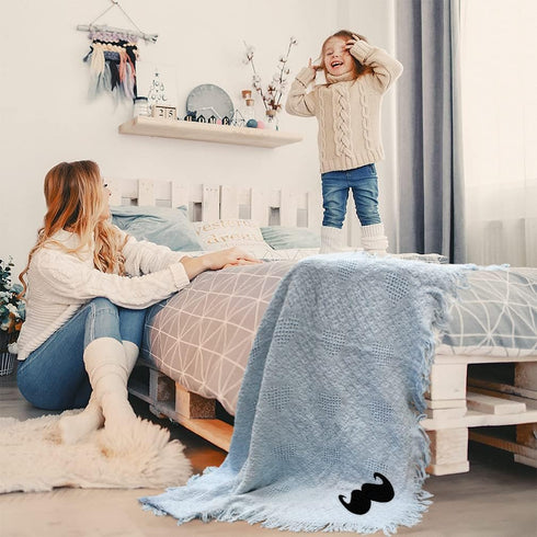 Fastasticdeals Custom Embroidery Nursery Bedding Baby Blankets for Boys & Girls Mustache Cotton