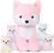 MorisMos Stuffed Fox Mommy & Babies Plush Toy Set, Large Soft Foxes for Women, Girls, Kids