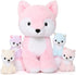 MorisMos Stuffed Fox Mommy & Babies Plush Toy Set, Large Soft Foxes for Women, Girls, Kids
