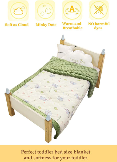 47x59 Inch, Toddler Comforter Lightweight Down Alternative Quilted Blanket for Crib & Toddler Bed, Soft Minky Dots Baby