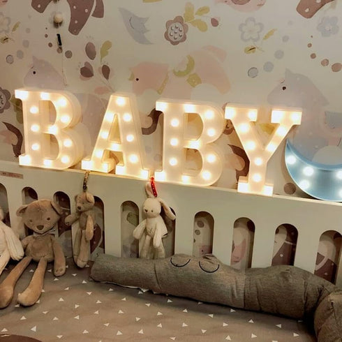 JUICYRAUL 4 Warm White BABY Marquee Light Up Letters, Large BABY Led Light Sign, Perfect for Baby Shower Birthday Home