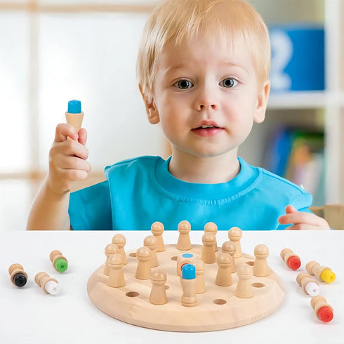 Wooden Memory Chess Matching Game - Family Board Games for Kids and Adults, Montessori Educational Toy for Ages 3-8+