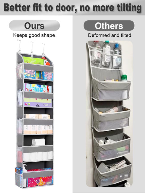 2 Pack Over The Door Storage Organizer, 5 Pockets & 10 Mesh Side Pockets, 44 lbs Capacity for Bedroom, Bathroom, Nursery