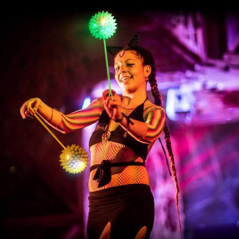 24 2.56 Inch 6 Civaner Pcs Light up Balls LED Flashing Spiky Bouncy Balls Sensory Toys Bulk Light up with Rope Flash