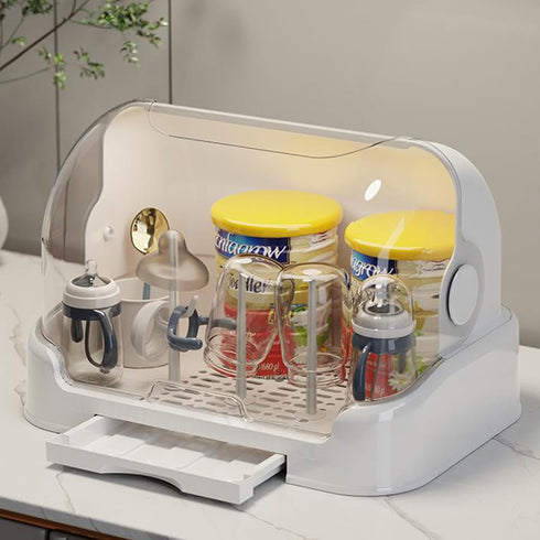 Countertop cjc Baby Bottle Drying Rack Storage Organizer with Cover Portable, Durable Baby Bottle Holder