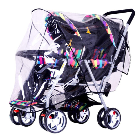 Universal Stroller Rain Cover, Pushchair Rainproof Dustproof Windproof Cover with Canopy and Zipper Door for Easy Lift