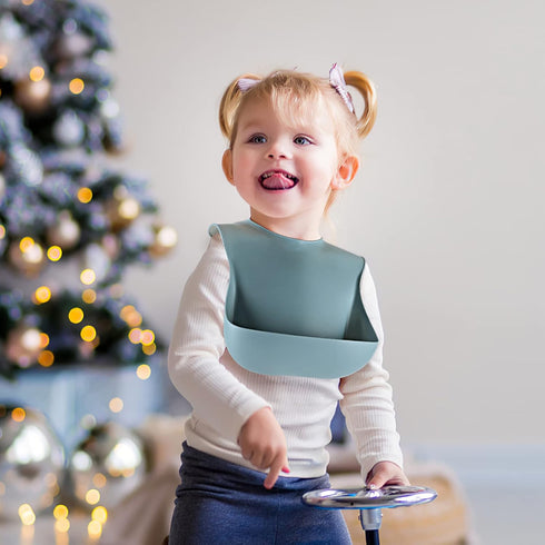Silicone Baby Bibs Set of 3, BPA Free Soft Adjustable Waterproof Feeding Bibs for Babies & Toddlers