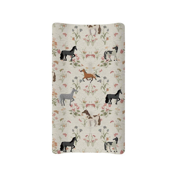 Horse Flower Changing Pad Cover, Toddler Baby Girls Boys, Soft Breathable Stretchy Diaper Change Table Sheet