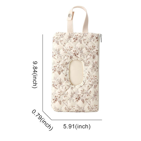 Mommy HIBEAR Quilted Diaper Wipe Pouch Portable Bag Refillable Floral Baby Wipe Holder for Travel Stroller Daily Casual