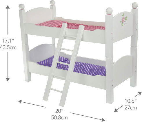 Olivia's Little World 18 in. Doll Wooden Convertible Bunk Bed, Gray, Pink, and Purple, Stacked or Unstacked