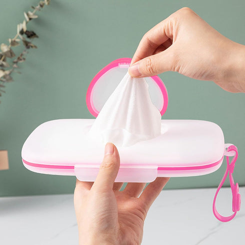JWTIFOA Wipes Dispenser Portable Wipes Container, Travel Wipes Case, Reusable Wipe Holder for Diaper Bag, Refillable