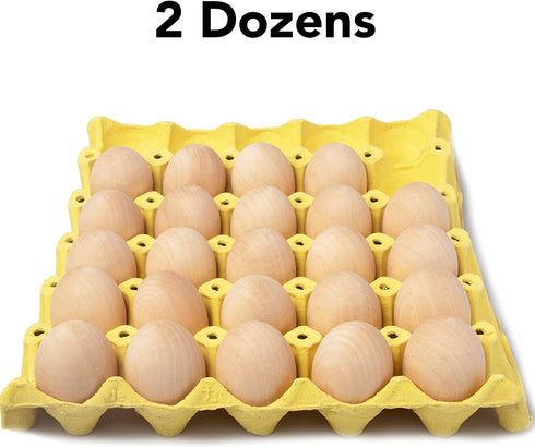 24 CALPALMY Pieces Wooden Eggs - Life-Size, Reusable Fake Easter Eggs for Painting, Decorating, Crafting, Pretend Play