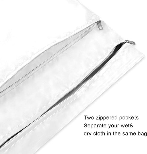 Haskirky 2 Diy Pure Milk White Pcs Cloth Diaper Wet Dry Bags,Waterproof and Washable Bag for Travel Reusable Wet Bag