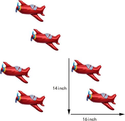 LYST 8PCS Red Airplane Helicopter Plane Foil Balloon Aviator Adventure Themed For Baby Shower Birthday Theme Party