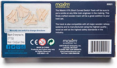 Sets 4 Pack, 3-1/2" maxim enterprise, inc. Short Curved Switch Track, Wooden Train Tracks Compatible with Thomas