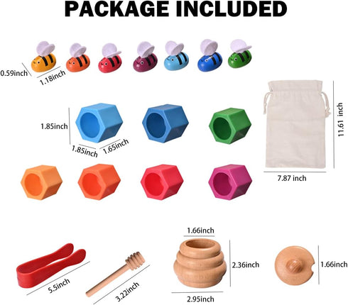 Sorting Stacking Wooden Toys for Toddlers - Bee Hive Montessori Sensory Bin Tools for Early Learning Gift