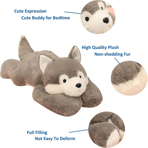 Doireum 3.3 lbs 19.6 inch Weighted Stuffed Animals, Weighted Husky Stuffed Animal Plush Toy Cute Huskies Plush Animals