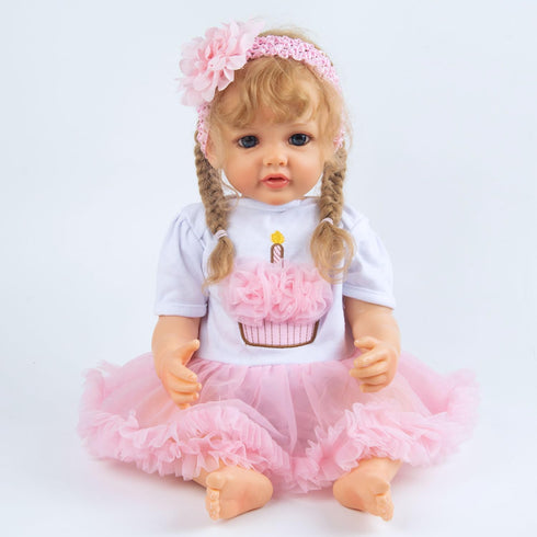 20-23 Inch 2 Set Pink Crown Reborn Baby Dolls Clothes for Pure Handmade Pieces Reborn Doll Baby Girl Clothing