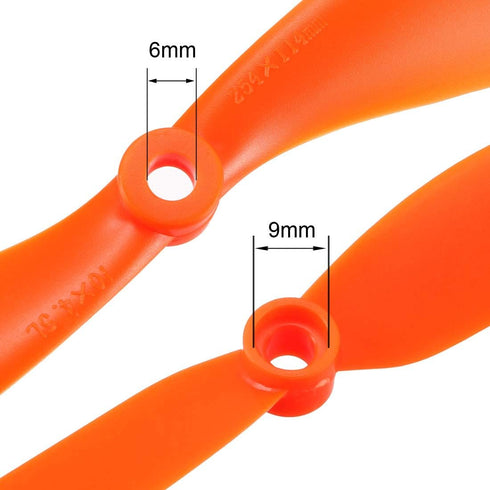1045 10x4.5 Inch 2-Vane 5 uxcell RC Propellers CW CCW Fixed-Wing for Airplane Toy, Nylon Orange Pairs with Adapter