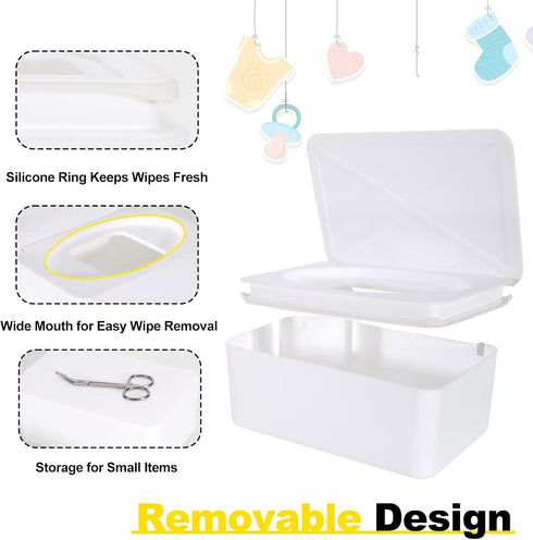 Eiszhjk Wipes Dispenser Compatible with Huggies, Refillable Wipe Holder, Flushable Wipes Container with Sealing Design