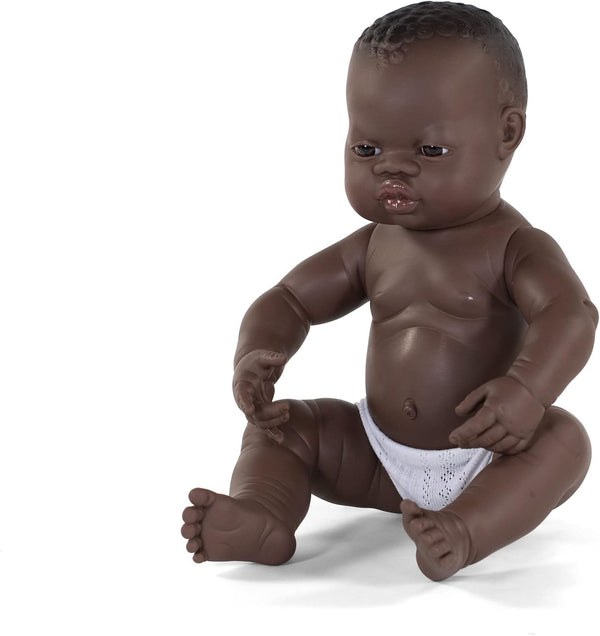 Miniland Educational 15.75'' African Boy Anatomically Correct Newborn Baby Doll
