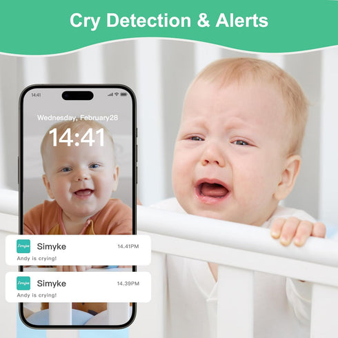 Monitor,1080P Simyke Smart Video Baby Baby Room Camera, APP Control,WiFi On/Off Switch,AI Detection, Cry Monitor
