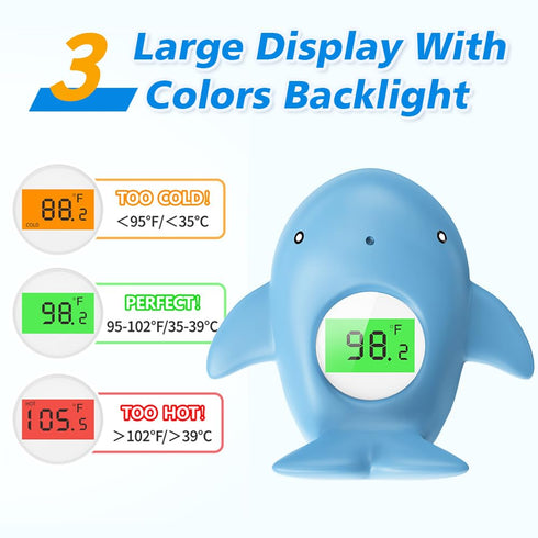 Miedecdel 3 Swimming Baby Bath Thermometer, Infant Digital Water Thermometer Safety with Color Backlit and Temperature