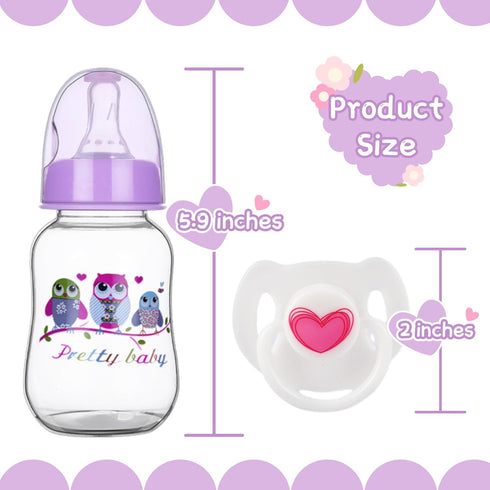 JIZHI Reborn Baby Doll Bottle and Magnetic Pacifier Set, Baby Doll Accessories for Reborn Baby Dolls, Pretend Play Feeding Toy Kids Gift (Purple)