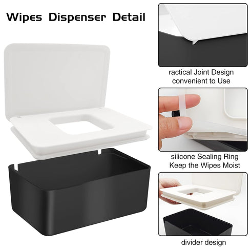 2 Pack Baby Wipe Dispenser, Portable Wet Wipe Pouch, Reusable & Refillable Reusable Travel Wet Wipe Pouch for Bathroom