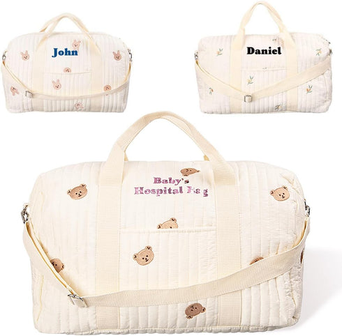 Custom Cotton Diaper Bag Tote for Women - Large Capacity, Multiple Compartments,